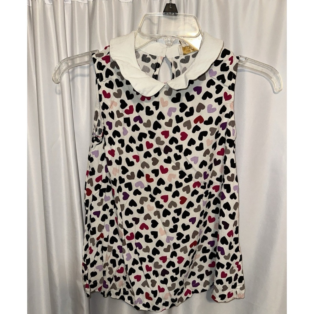 Kate Spade NY Top Girls Size large Hearts Collar Sleeveless